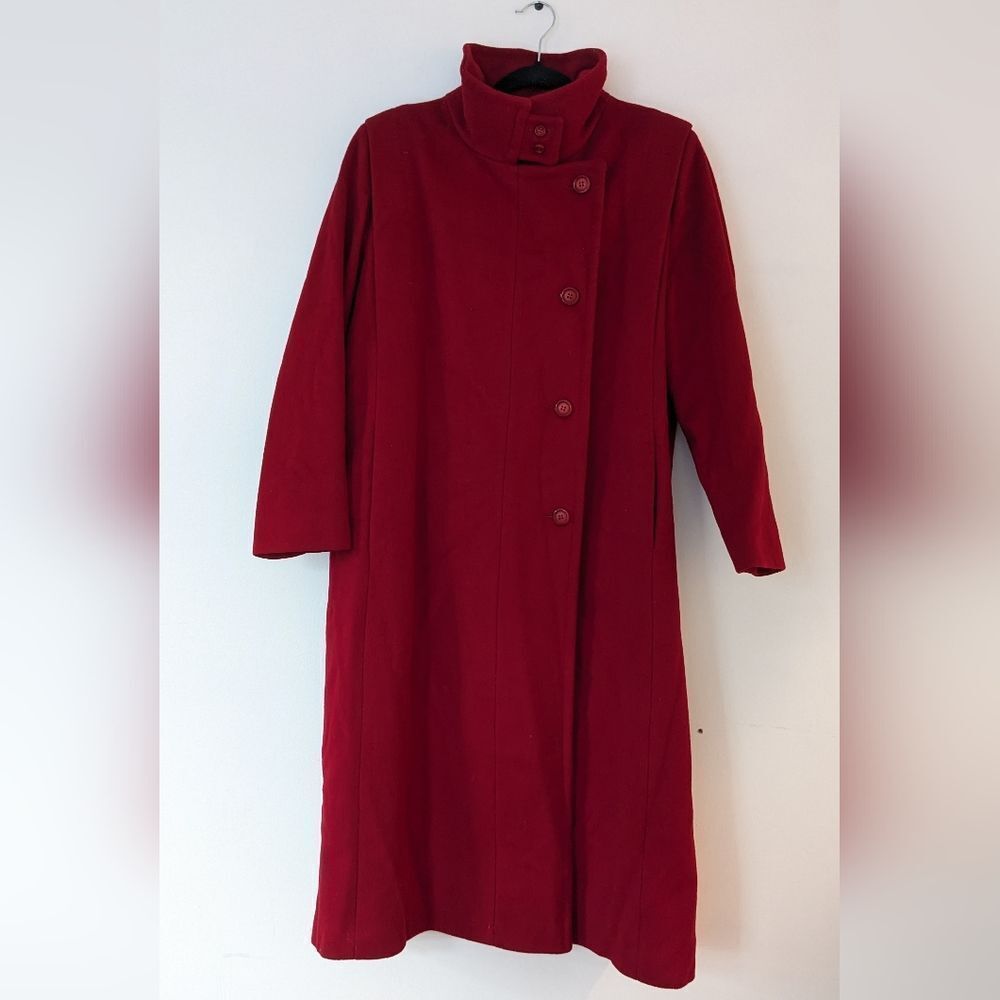 Vintage Jill Jr. Wool Overcoat Winter Jacket Silk Lined Red, Size 11